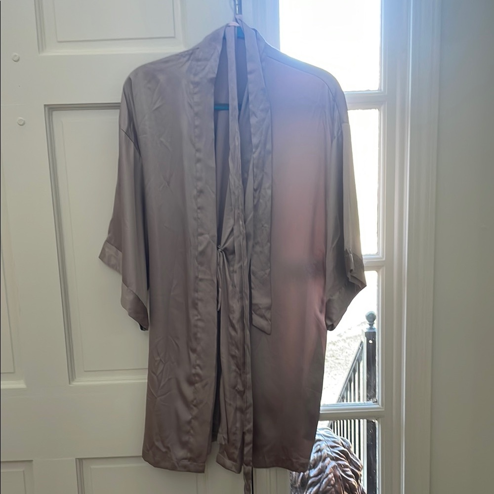 Silky Taupe Kimono Robe